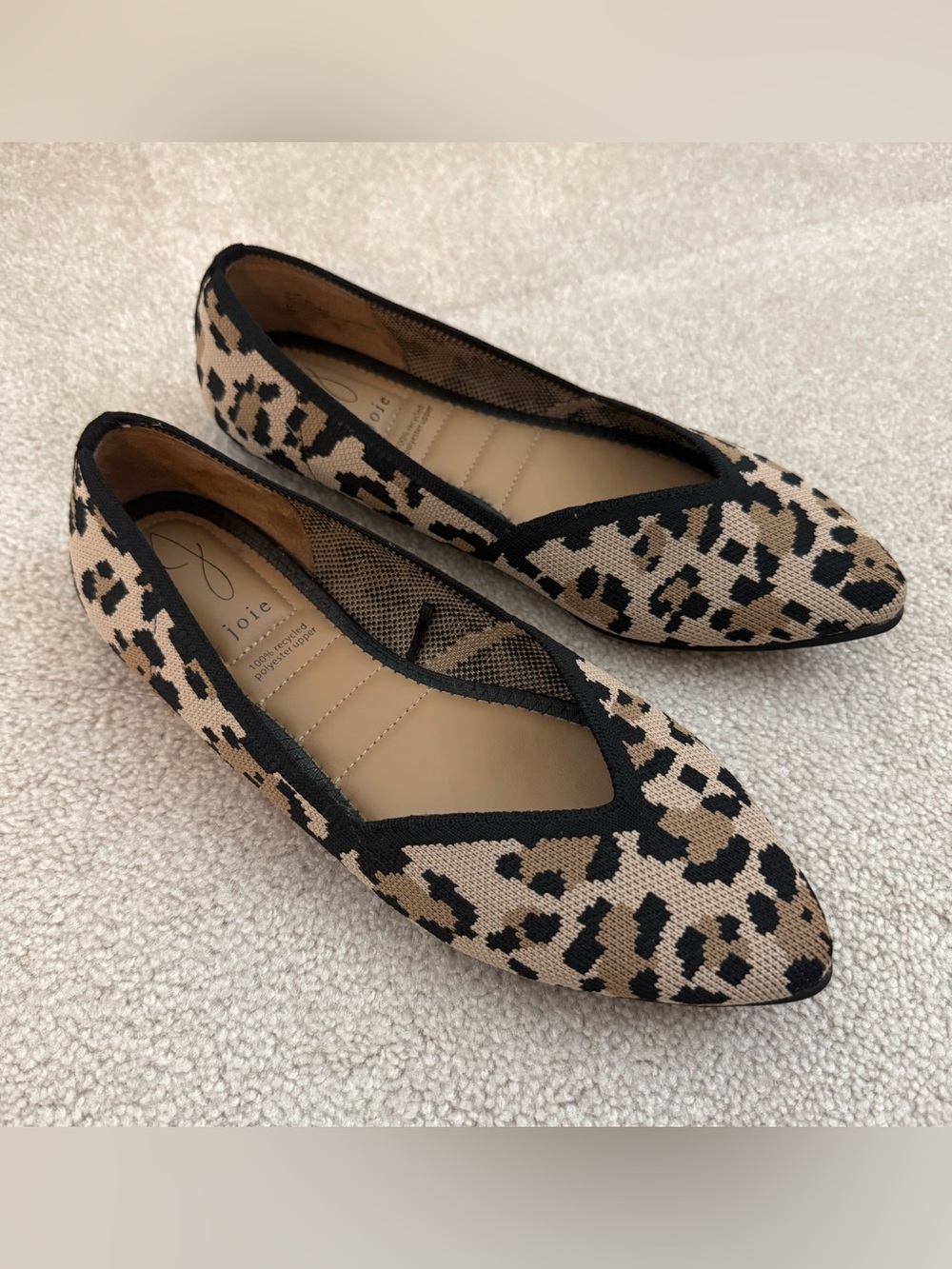 Joie Leopard Print Knit Flats Pointed Toe Slip On Shoes Women’s size 9